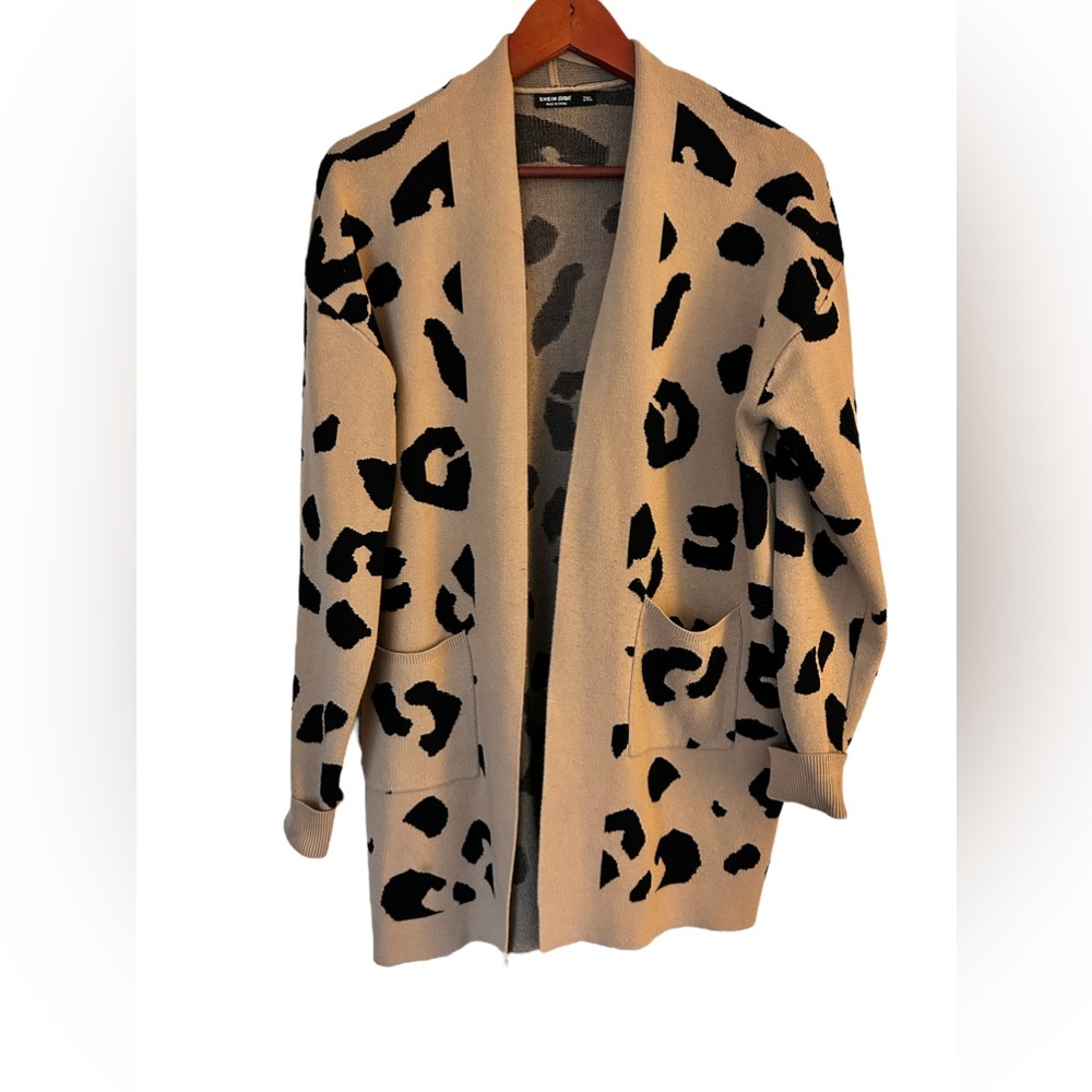 SHEIN Animal print mid length cardigan